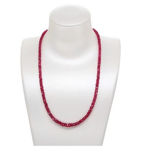 Myanmar Jedi Red Spinel Necklace, 20 Inch Red Spinel Necklace, Spinel Beaded necklace, Rondelle Necklace, 9K Gold Jewellery, Gift For Her