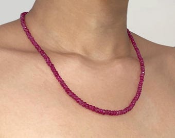 Rot Spinell Halskette mit 9K Solid Gold Verschluss, Jedi Spinell Perlen Halskette, Roter Edelstein Halskette, Geschenk für Sie