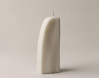 LAWA Downhill Soy Wax Candle - Handmade Geometric Pillar, Unscented