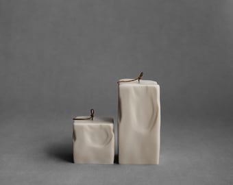 Vela de cera de soja cruda hecha a mano – Decoración moderna y neutra