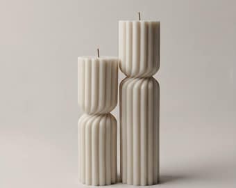 Juego de velas de cera de soja en espiral hechas a mano – Decoración minimalista moderna