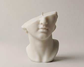 Handmade Greek Statue Candle – Decorative Soy Wax Pillar, Unscented
