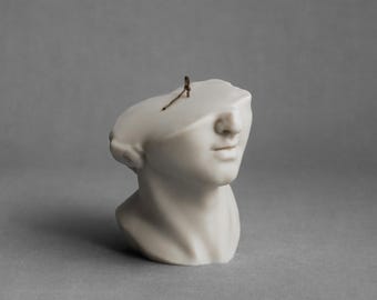 Vela de estatua griega hecha a mano – Pilar decorativo de cera de soja, sin aroma