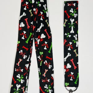 Animal Christmas Treat Lanyard, Christmas Lanyard, Fabric Lanyard, Badge Holder, Wristlet Keychain, Christmas Keychain, Fabric Keychain