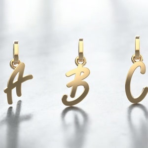 14K Solid Gold Initial Necklace, Gold Personalized Initial, Cursive Initial Necklace, Letter Pendant, Initial Necklace A to Z, Gift for Her