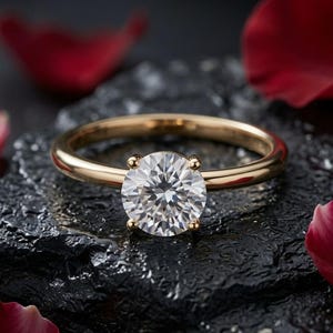 10K 14K 18K Solid Gold 0.25CT Lab Grown Diamond Solitaire Ring