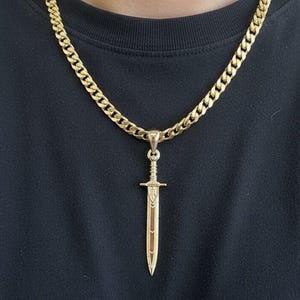 14k Solid Gold Sword Pendant, Stylish Sword Pendant, 6.5 Grams 14k Solid Gold Sword Pendant, Unisex Gold Sword Pendant, Gift for Him