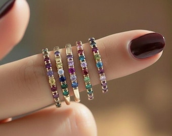 14K 18K Gold Family Birthstone Ring – Personalized Custom Mother Gift Jewelry