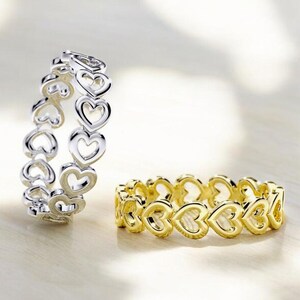 14k Solid Gold Heart Statement Ring, Heart Eternity Ring For Her, Gold Heart Ring for Her, Stylish Heart Statement Ring, Gift for Her