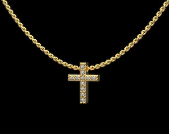 Collana da Donna con Croce in Oro placcato & Diamanti