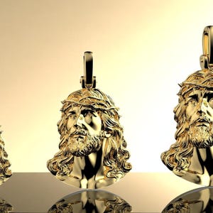 14K Solid Gold 3D Jesus Pendant 3 Different Size Options, Solid Gold Jesus Pendant, Unisex Jesus Christ Pendant, Unisex Jesus Pendant