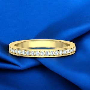 バーセッティングダイヤモンド結婚指輪、14Kソリッドゴールド バーセッティングダイヤモンド結婚指輪、14Kソリッドゴールド