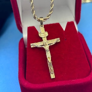 14K/18K Solid Gold Jesus Cross Pendant, Jesus Pendant, Gold Jesus Pendant. Large Size Jesus Cross Pendant, Perfect Religious Gift