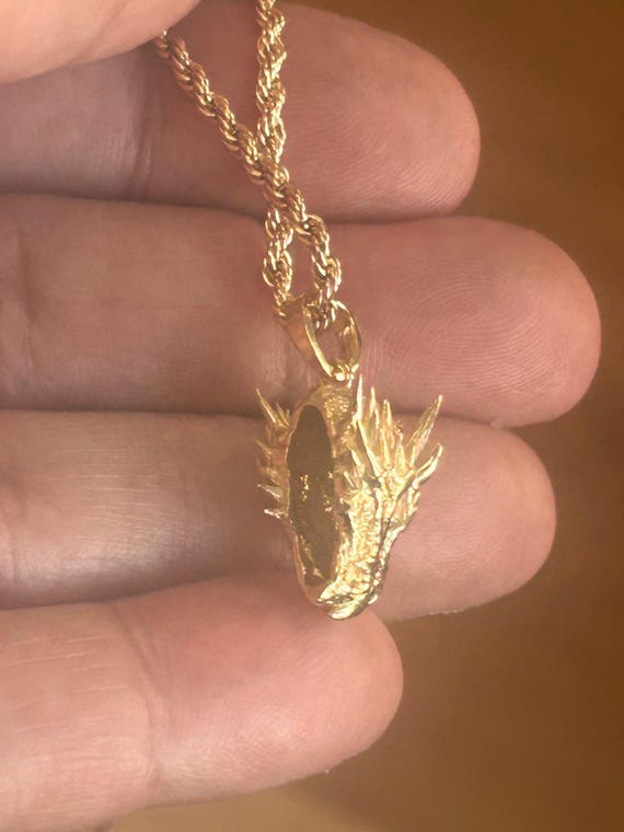 ドラゴンヘッドペンダント – 14k/18kソリッドゴールド神話の獣 