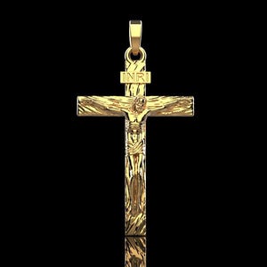 14K/18K Solid Gold Jesus Cross Christ Pendant, 32mm x 21mm Jesus Pendant, Gold Jesus Pendant. Jesus Cross Pendant, Perfect Religious Gift