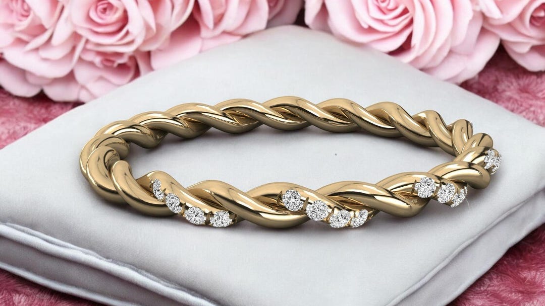 Diamond Ring Rope 14k Solid Gold Rope Diamond Ring, Twisted Diamond Ring, Rope Diamond ...