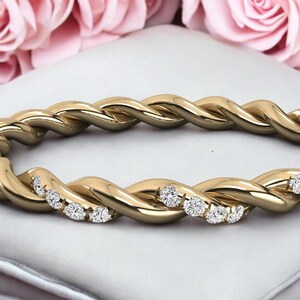 14k Solid Gold Rope Diamond Ring, Twisted Diamond Ring, Rope Diamond Wedding Band for Her, Twisted Rope Design Diamond Band, Gift for Her