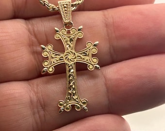 18k Solid Gold Armenian Cross, 18k Gold Unique Design Gold Cross, Unisex Special Design Gold Cross, Gift for Her, Armenian Cross