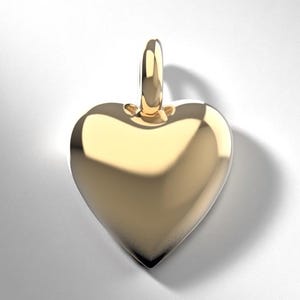 14K Gold Heart Puffy Charm, 6mm  X 6mm, Puffed Heart Charm, Small Heart Charm, Real Gold Heart Charm for Necklace or Bracelet, Gift