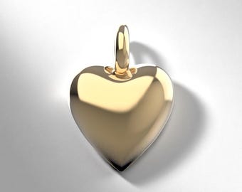 14K Gold Heart Puffy Charm, 6mm  X 6mm, Puffed Heart Charm, Small Heart Charm, Real Gold Heart Charm for Necklace or Bracelet, Gift
