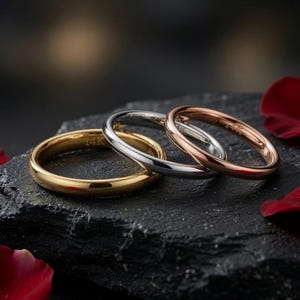 10K 14K 18K Solid Gold 2mm Dome Comfort Fit Wedding Band