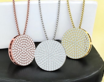 1.35TCW schijf diamant hanger, ronde diamant schijf hanger, schijf diamant hanger voor haar, cadeau voor haar