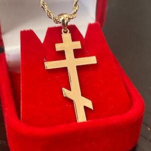 Orthodox Cross Pendant, 14K Solid Gold Orthodox Thick Cross Pendant,  Religious Jewelry for Men and Women, Unique Design Gold Cross, Unisex