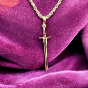 18k Solid Gold Sword Pendant, 2.75 Grams 18k Solid Gold Unique Sword Pendant, Simple Sword Pendant, Unisex Sword Gold Pendant, Gift for Him