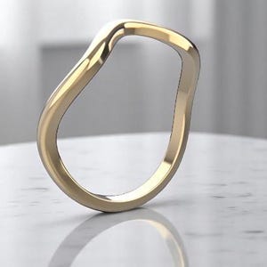 14K/18K Solid Gold Wave Ring, 1.5mm Thin Wave Statement Ring, Tiny Curved Ring, Minimalist Curvy Gold Ring, Mother&#39;s Day Gift, Gift for Her