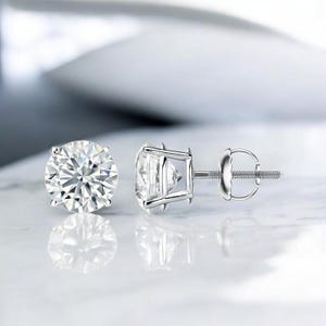 IGI Certified Diamond Earrings 2CTW Certified Diamond Earrings, F-G Color VS1 - VS2 Clarity Diamonds Stud Diamond Stud Earrings for Her