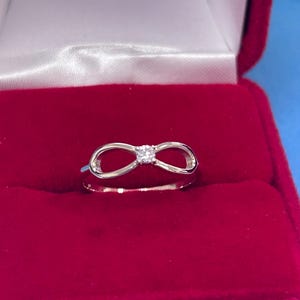 14k Solid Gold Infinity Diamond Ring, Diamond Infinity Sign Statement Ring for Her, Infinity Design Diamond Stacking Ring for Her, Her Gift