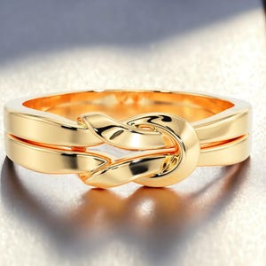 Gold Knot Wedding Ring for Her, 14k Solid Gold Knot Statement Ring, Unique Knot Stackable Ring, Gold Knot Statement Ring, Gift for Her