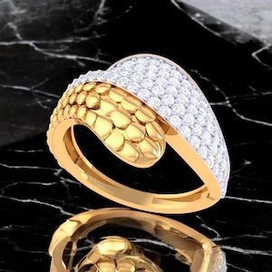 14k Solid Gold Snake Ring with Diamonds, Diamond Snake Ring, Statement Ring for Her, Dainty Serpent Ring, Snake Wraparound Ring for Her