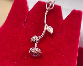 14k Solid Gold Rose Necklace, Gold Rose Pendant for Her, Rose Necklace, 3D Rose Necklace for Her, Unique Rose Gold Pendant, Gift for Her