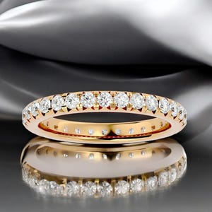 1.15CTW Lab Diamond Eternity Band, French Pave Eternity Lab Diamond Ring, Manmade Diamond Ring, Lab Diamond Eternity Ring, Eternity Band