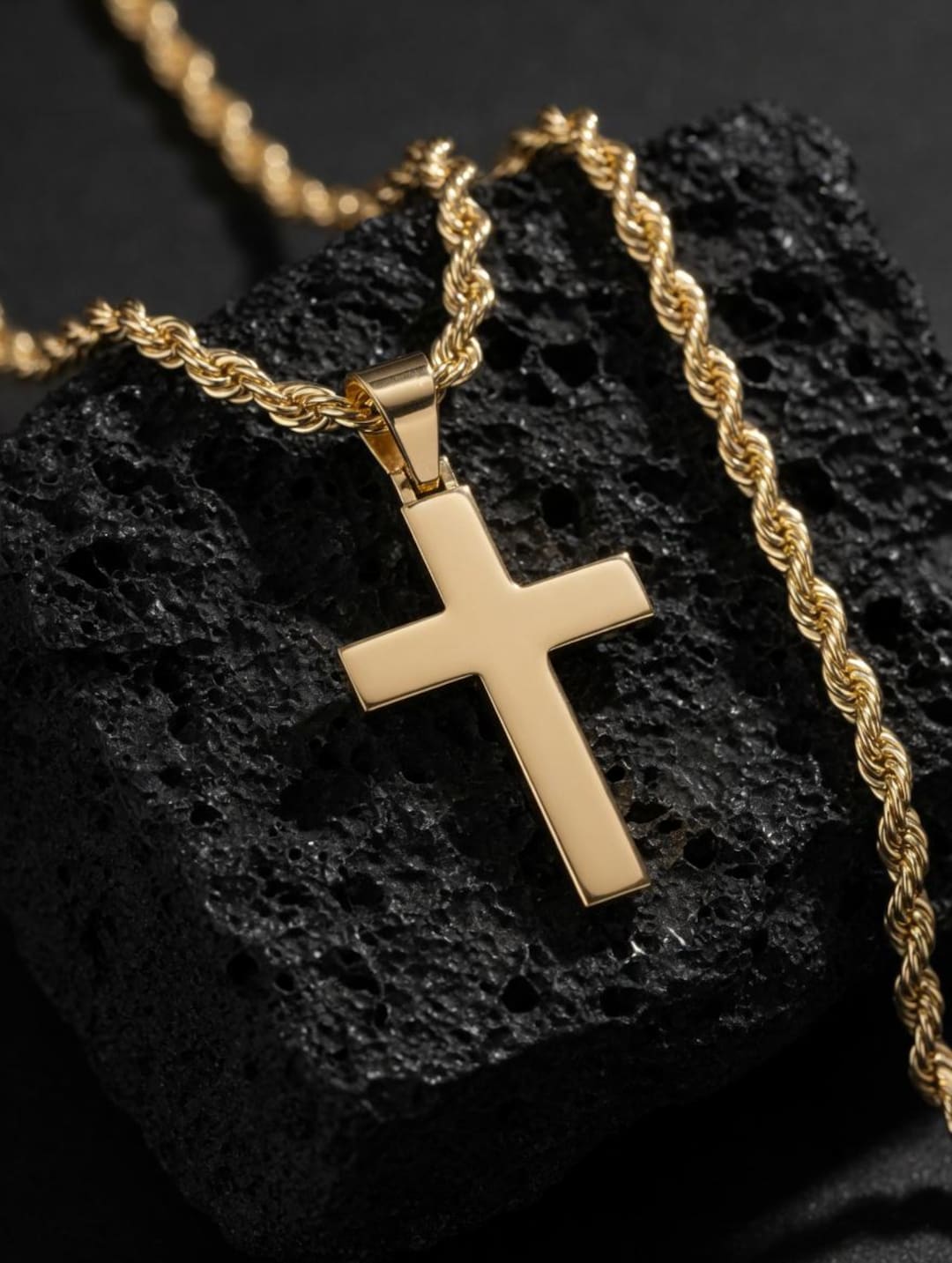 14k/18k Solid Gold Thick Cross Pendant – Box Design, 6 Grams