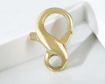 Chiusura a scatto in oro massiccio 14k per bracciale e catena, chiusura a infinito in oro 12 mm x 7 mm, chiusura in oro per bracciale, chiusura in oro per collane