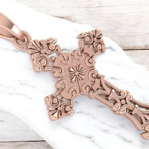 14k Solid Gold Unique Cross Pendant, Gold Cross Plain Design Pendant, Unisex Cross, Cross Gold Pendant, Stylish Gold Cross, Gift for Her