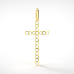 0.12 Carat 14k Solid Gold Diamond Cross Pendant, Diamond Cross Pendant, Diamond Cross for Her, Diamond Cross Gold Pendant, Gift for Her
