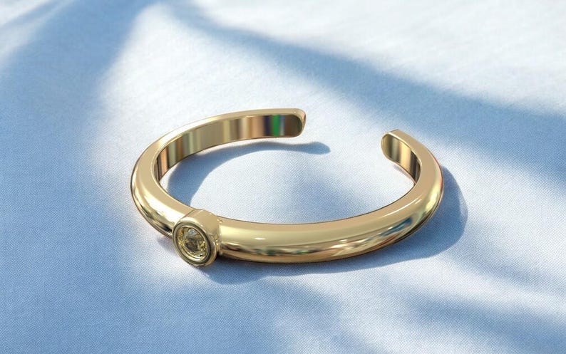 14k, 18k Solid Gold Women's Toe Ring With Birthstone, Dome Toe Ring ...