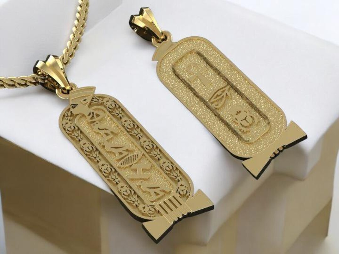 14K Solid Gold Double Sided Egyptian Symbol Pendant, Gold Egyptian ...