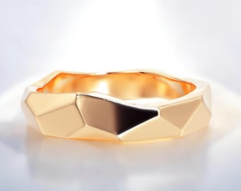 Geometrisch onregelmatig ontwerp trouwring voor haar trouwring stapelen gouden band Unisex geometrische ring trouwring stapelbare gouden ring
