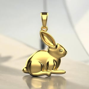 14k Solid Gold Rabbit Necklace, Gold Rabbit Necklace, Stylish Rabbit Pendant for Her, Perfect gift for Easter, Gift for Easter