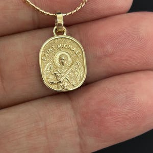 Dainty 14k Solid Gold Saint Michael Pendant, Saint Michael Gold Pendant, Saint Michael Charm Pendant, Religious Saint Michael Gift Pendant