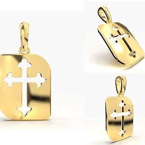 14k Solid Gold Cross Pendant, Gold Cross Pendant, Unisex Cross, Cross Gold Pendant, Gift for Her
