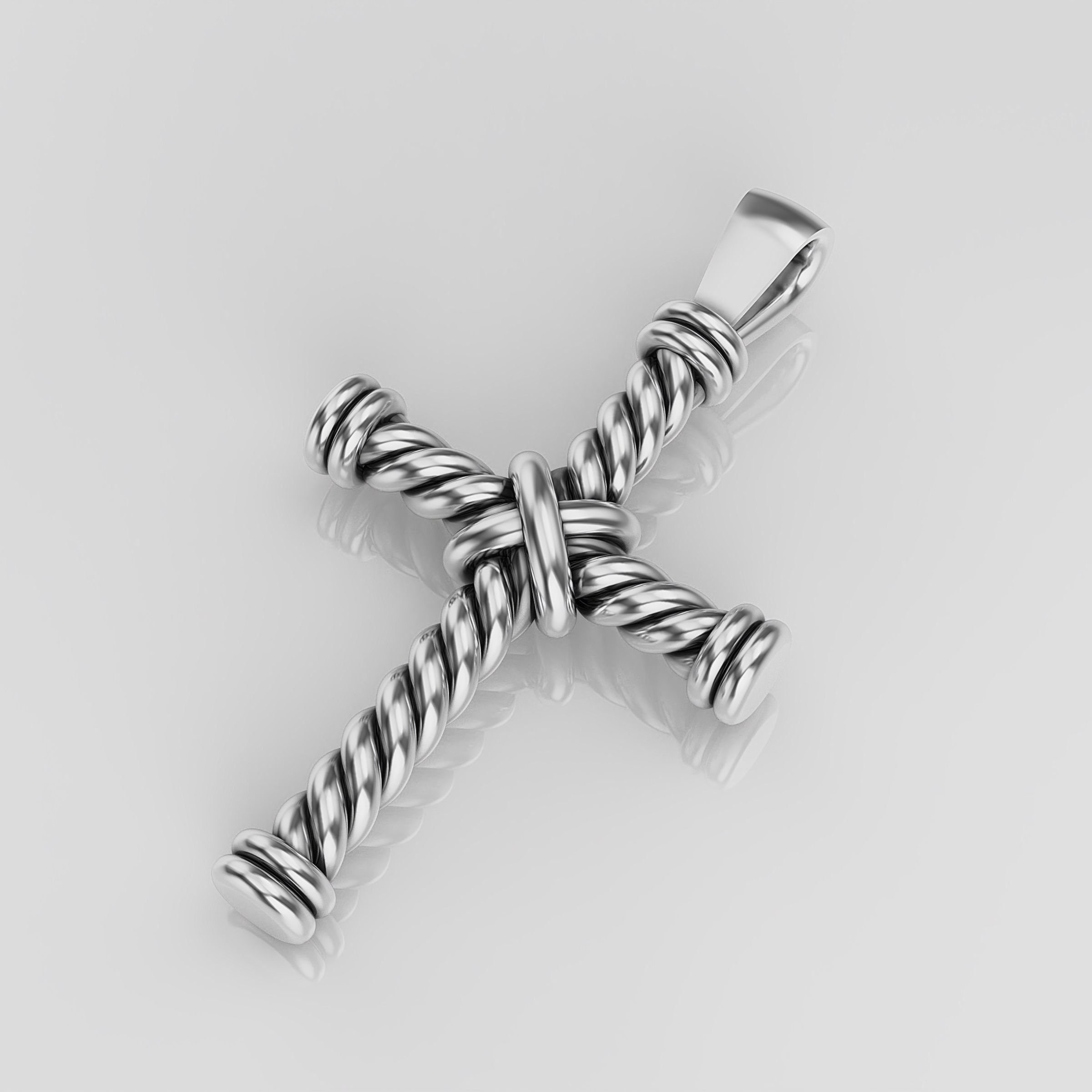 14k Solid Gold Rope Cross Pendant, 10 Grams Gold Rope Design Cross ...
