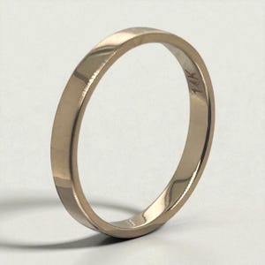 14k Solid Gold Wedding Band – 2.5mm Flat High Polish Ring  Minimalist Gold Ring for Men & Women  Classic Handmade Band
