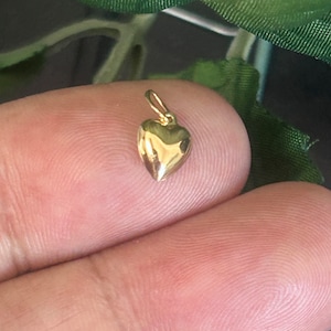 14KT Yellow Gold Heart Puffy Charm, 6mm, 8mm, Puffed Heart Charm, Small Heart Charm, Real Gold Heart Charm for Necklace or Bracelet, Gift