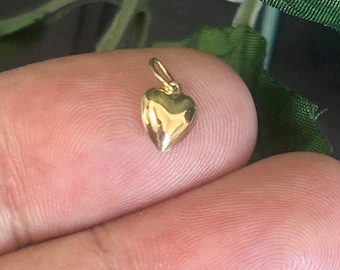 14KT Yellow Gold Heart Puffy Charm, 6mm, 8mm, Puffed Heart Charm, Small Heart Charm, Real Gold Heart Charm for Necklace or Bracelet, Gift