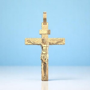 14K/18K Solid Gold Jesus Cross Pendant, 15 Grams Jesus Pendant, Gold Jesus Pendant. Large Size Jesus Cross Pendant, Perfect Religious Gift